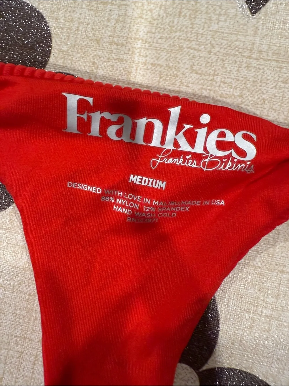 Nwt 🛑Frankie's Bikinis Red Ribbed Bottoms🛑